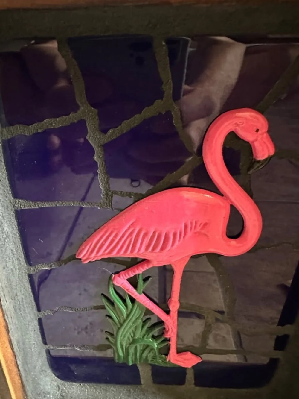 Tiled Wooden Hanging Pink Flamingo Art Wall Decoration